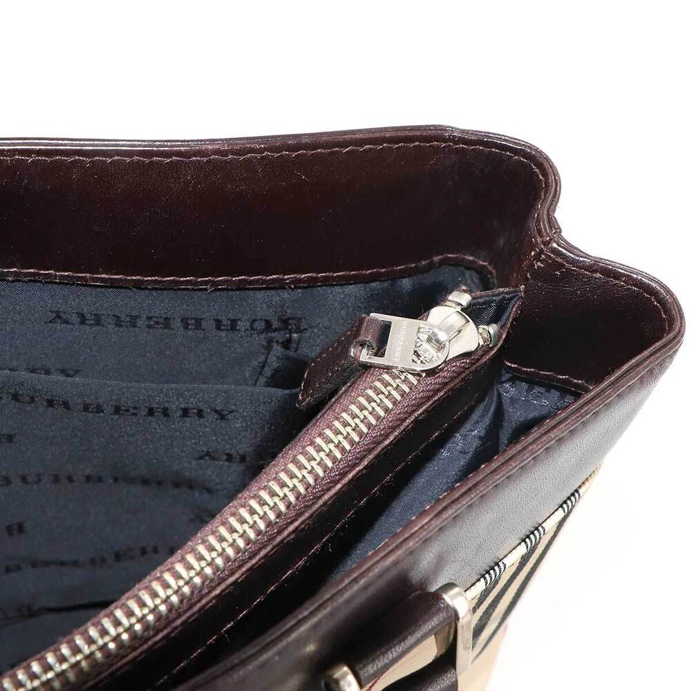 Burberry Nova Check Handbag Canvas Leather Beige Brown - Picture 7 of 8
